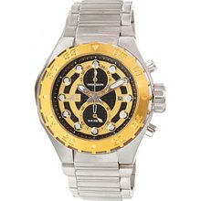 Invicta Men's Pro Diver Chronograph Stainless Steel Case and Bracelet Black and Gold Tone Dial 13087