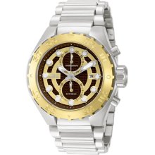Invicta Men's Pro Diver Chronograph Stainless Steel Case and Bracelet Gold and Brown Tone Dial Date Display 13089