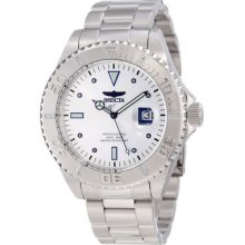 Invicta Mens Pro Diver Diamond Accented Silver Dial Stainless Steel Watch 12816