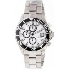 Invicta Men's Pro Diver Chronograph Stainless Steel Case and Bracelet Silver Tone Dial Date Display 1007