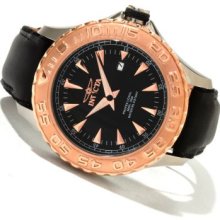 Invicta Men's Pro Diver Ocean Ghost Quartz Stainless Steel Leather Strap Watch BLACK