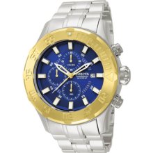 Invicta Men's Pro Diver XL Chronograph Stainless Steel Case and Bracelet Blue Tone Dial 13106