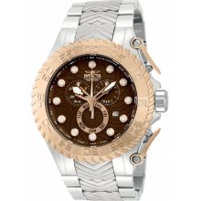 Invicta Men's Pro Diver Chronograph Stainless Steel Case and Bracelet Brown Tone Dial Day and Date Displays 12940
