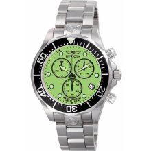 Invicta Men's Pro Grand Diver Stainless Steel Case and Bracelet Chronograph Green Dial 11494