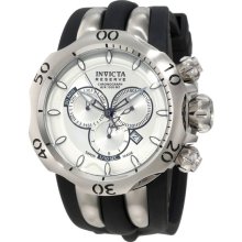 Invicta Men's Reserve Venom Fang Stainless Steel Case Silver Tone Dial Rubber Strap 1000M 10827