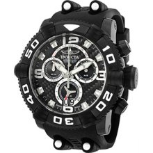 Invicta Men's Sea Hunter Chronograph Stainless Steel Case Rubber Bracelet Black Dial 12256