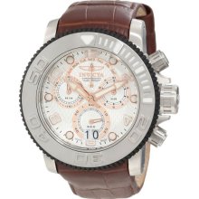 Invicta Men's Sea Hunter Chronograph Stainless Steel Case and Leather Bracelet White Dial 11165