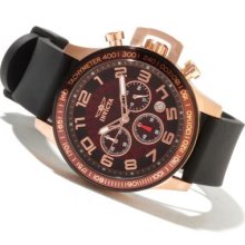 Invicta Men's Specialty Quartz Chronograph Stainless Steel Polyurethane Strap Watch ROSETONE / BROWN