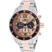 Invicta Watches Men's Pro Diver Chronograph Rose Gold Textured Dial Tw