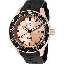 Invicta Watches Men's Specialty GMT Rose Gold Dial Black Polyurethane