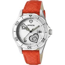 Invicta Watches Women's Pro Diver White Crystal Silver Dial Orange Red