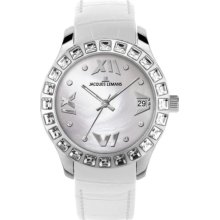Jacques Lemans Rome 1-1571M Ladies White Leather Strap Watch