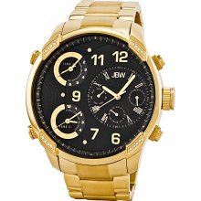 JBW Men's 'G4' Multi Time Zone Gold Steel Lifestyle Diamond Watch (Gold/Black)