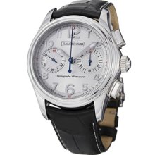 Jean Richard Watches Men's Bressel Chronograph Silver Dial Black Genui