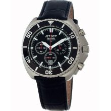 Jet Set Mens New York Stainless Watch - Black Leather Strap - Black Dial - JETJ11802-237