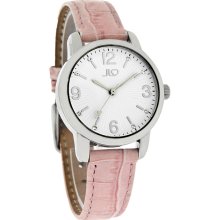 Jlo Ladies Crystal Pink Leather Strap Dress Quartz Watch J2-1015WTPK