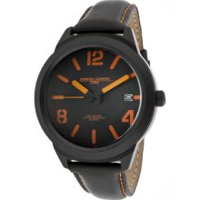 Jorg Gray Black Ip Stainless Steel Case Black Dial Leather Strap Men's Watch