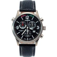 Junkers Flight Record Men's Quartz Watch With Black Dial Analogue Display And Black Leather Strap 6296-2