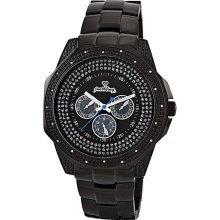 Just Bling Excalibur Diamond Mens Watch JB-6212-B Black Case Case