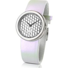 Just Cavalli Designer Women's Watches, JC Glow - Mirrored Dial Stainless Steel and Leather Watch