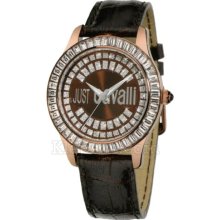 Just Cavalli Ladies Ice Analogue Watch R7251169055 With Quartz Movement, Leather Bracelet And Brown Dial