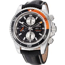 Kadloo Men's 'Ocean Chrono' Black Dial Leather Strap Chronograph Watch