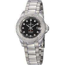 Kadloo Women's 'Match Race' Black Diamond Dial Stainless Steel