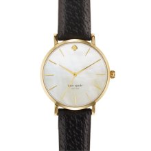 kate spade new york 'metro' round leather strap watch