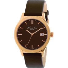 Kenneth Cole Men's KC1855 Black Calf Skin Quartz Watch with Brown Dial