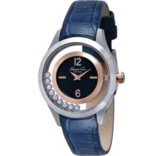 Kenneth Cole New York Watch, Womens Blue Leather Strap 34mm KC2784