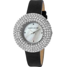 Kenneth Jay Lane Watches Women's Crystal White MOP Dial Black Satin B