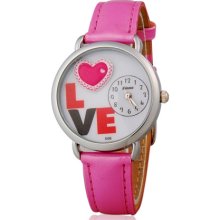 L-O-V-E Water Resistant Pink Watch