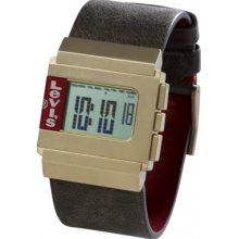 L017GU-4 Levis Unisex Digital Brown Leather Strap Chronograph Watch