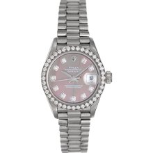 Ladies 18k White Gold Rolex President Watch with Diamonds 69179