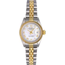 Ladies 2T Rolex Datejust Watch 69173 Factory MOP Roman Dial