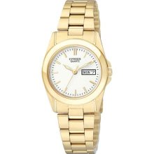 Ladies Citizen Quartz Classic Gold Tone Stainless Watch With Date Eq0562-54a