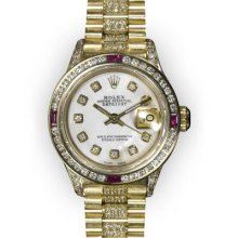 Ladies MoP Dial Ruby Channel Set Bezel Rolex Super President