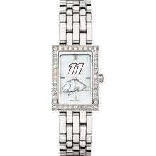 Ladies Officially Licensed #11 Denny Hamlin Nascar Watch In Stainless Steel