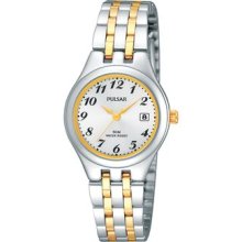 Ladies Pulsar Two Tone Stainless Silver Dial Watch