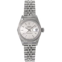 Ladies Rolex Datejust Watch 69174 Silver Tapestry Dial