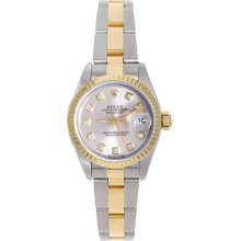 Ladies Rolex Datejust Watch 69173 Genuine Rolex Silver Diamond Dial