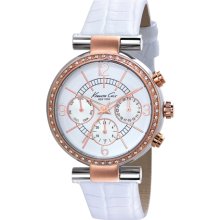 Ladiesâ€™ Rose Gold-Tone Stainless Steel & Leather Multi-Function Watch