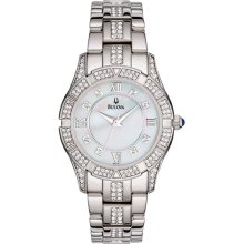 Ladies Swarovski Crystal Stainless Steel 30mm Mother Of Pearl Watch