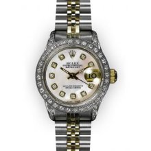 Ladies Two Tone MoP Dial Diamond Lugs & Beadset Bezel Rolex Datejust