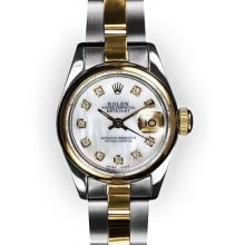Ladies Two Tone Oyster MoP Dial Smooth Bezel Rolex Datejust