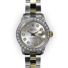 Ladies TwoTone Silver Dial Beadset Bezel & Diamond Lugs Rolex Datejust