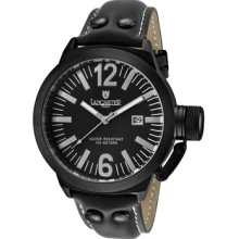 Lancaster Italy Watches Men's Black Dial Black IP Case Black Calf Leat