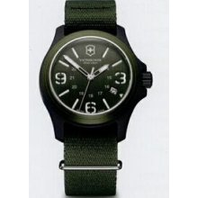Large Olive Green Original Nylon Fiber & Aluminum Bezel Watch W/ Nato Strap