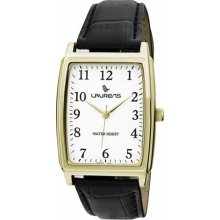 Laurens Men's KW26J900Y Leather Analog Gold Plated Case Black Lea ...