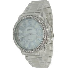 Limited Edition Clear and Mother of Pearl Boyfriend Style Watch w/ Shell Design